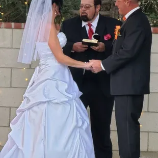 Bride and Groom exchanging vows.