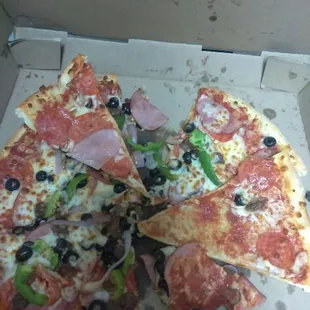 The raw toppings that fell off.