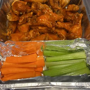 chicken wings and carrots