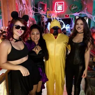 Bartenders and DJ on Halloween 2018