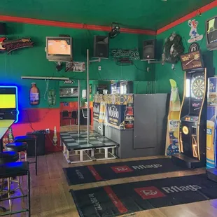 a variety of arcade games