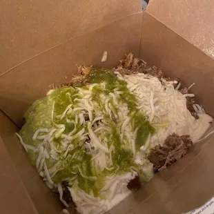 Carnitas keto bowl added white queso