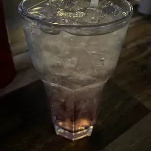 a cold drink in a glass