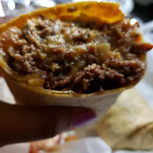 Bacon cheeseburger wrap.