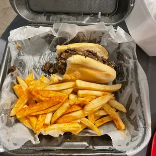 Steak and cheese with fries