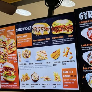 Current menu and prices