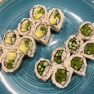 Garden roll and steamed asparagus roll