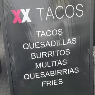 Sign outside the food truck