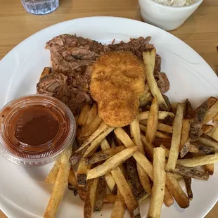 Pulled pork plate with Halloween cornbread!