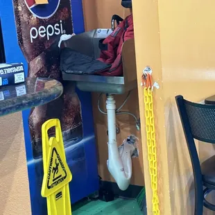 Employee sink to wash hands that I never saw them use when handling food