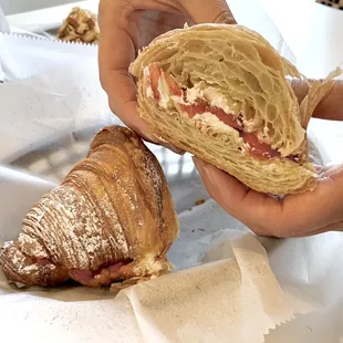 Croissant with strawberries and butter cream.  Amazing.