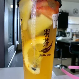 Peach fruit tea with extra fruit