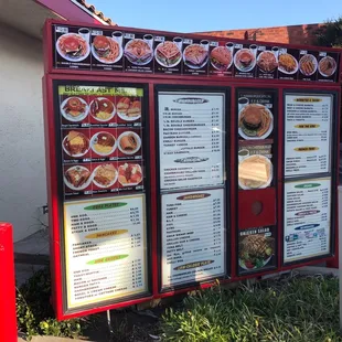 Drive thru menu.