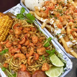 Cajun crawfish noodle And crawfish scampi fries