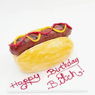 a hot dog with mustard and ketchup