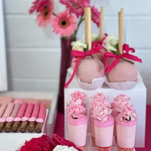 a display of desserts