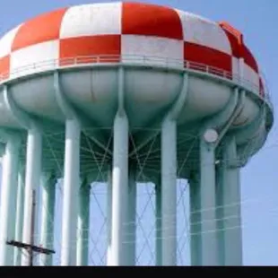 Water tower next to Ya Hala Bakery &amp; Grill