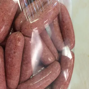 a bowl of sausages