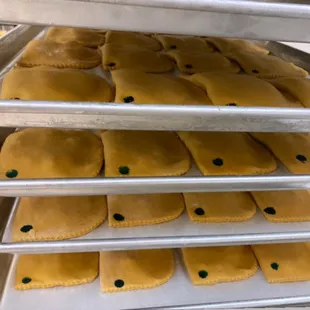 All handmade Jamaican patties, seasoned with spices imported directly from Jamaica