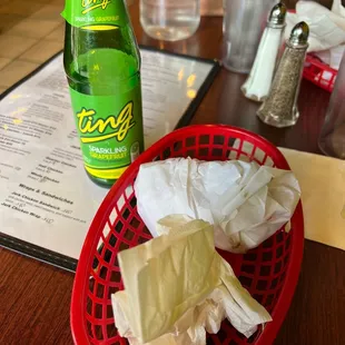 a basket of food on a table
