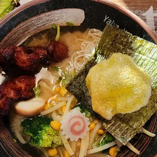 Chicken ramen in miso broth