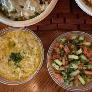 Side of baba ganoush, side of Arab chopped salad