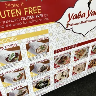 Yaba Yabaa Lebanese Mediterranean Food Menu