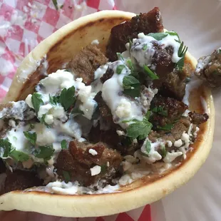 Lamb gyro is good.