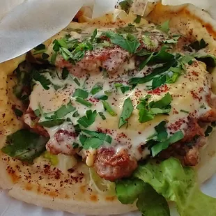 The combo of garlic hummus spread and tahini was delightful