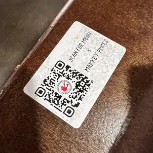 QR code for menu