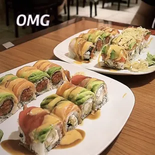 New York roll, Winter Garden roll, Godzilla roll, and Ninja roll.