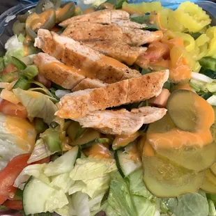 Grilled Chicken Salad with French dressing