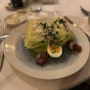 Steakhouse Wedge Salad that can easily be shared by two.