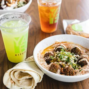 Hummus bowl with free flat bread