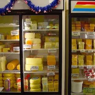 Cheese case! Open it up, reach in, grab your cheese, and watch the staff cut it to the size you want.