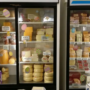 a variety of cheeses