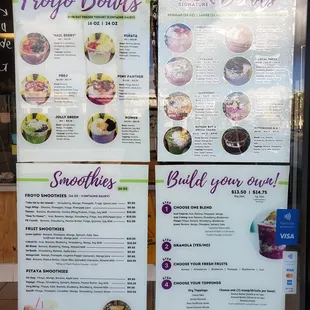 menus and prices on a window