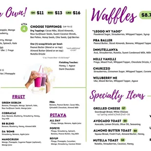 Smoothies/waffles/specialty items