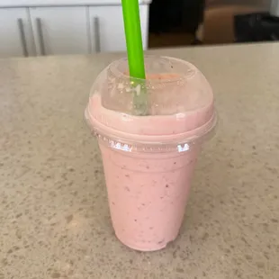 Original yogurt with strawberries and bananas.