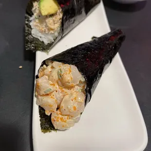 Spicy Scallop Roll and Blue Crab and Avocado Roll