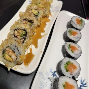L roll and salmon roll