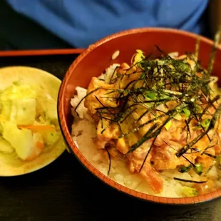 Dinner @Yagura Restaurant; 8/26/2023. Hubby ordered Spicy Ahi Sashimi Donburi $20.95. Relaxing Dinner, David was pretty tired from work!!