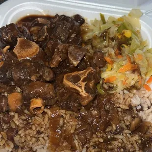 Oxtail Rice And Peas Steam Cabbage