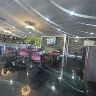 The middle of the restaurant