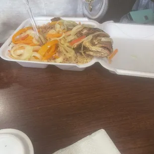 Red snapper fish, rice and beans