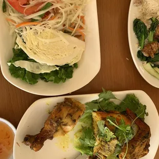 Papaya salad and BBQ chicken