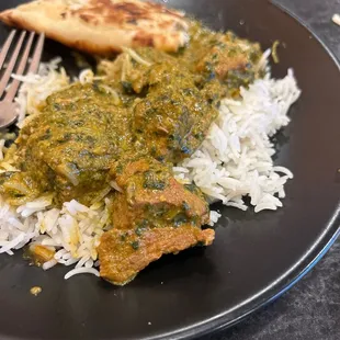 Lamb Saag and Garlic Naan