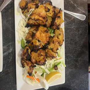 Chicken tandoori with green salad- so tender and flavorful!