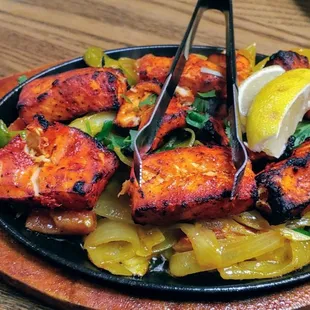 Tandoori salmon. A touch overcooked, but amazing flavor.