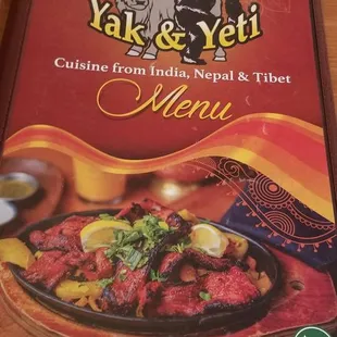 Front of extensive menu